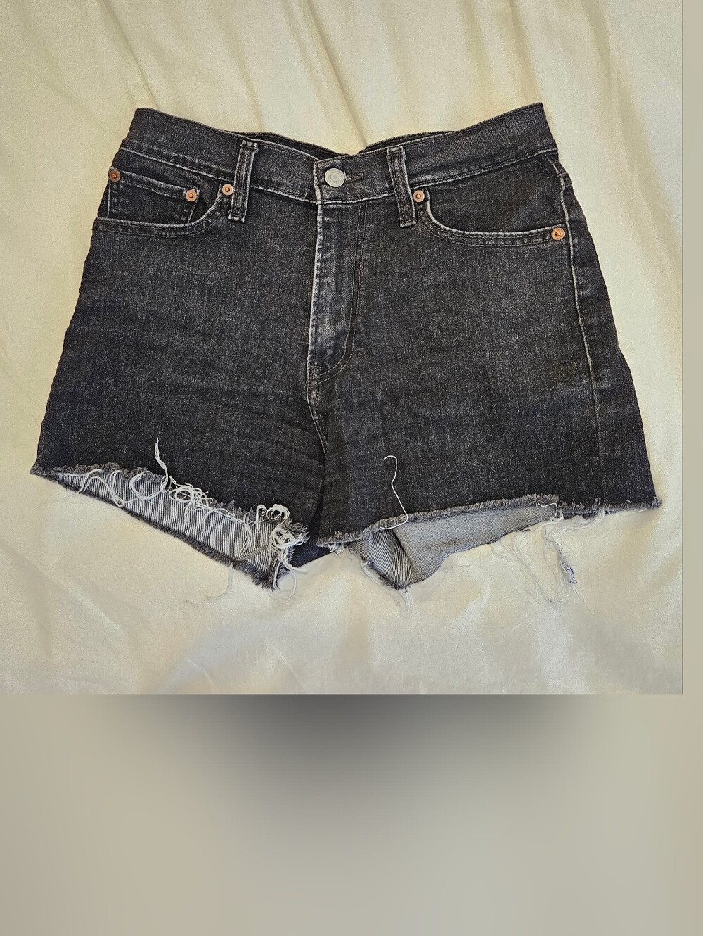 Levi's Women’s Dark Wash Frayed Hem Denim Shorts